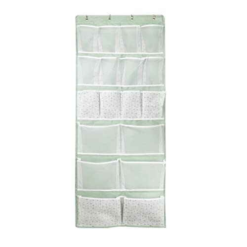 Over the Door Organizer with 4 Kinds of Pockets,Back of Door Hanging Holder Shelf,Behind Door Shoes Rack,Closet Storage Organization for Socks,Hat,Underwear,Luggage Packing in Home Dorm,Travel,Green