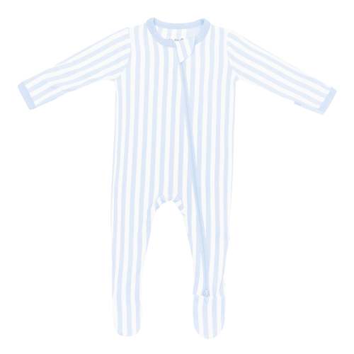Zippered Footie in Small Mist Stripe | Newborn OR 0-3mo