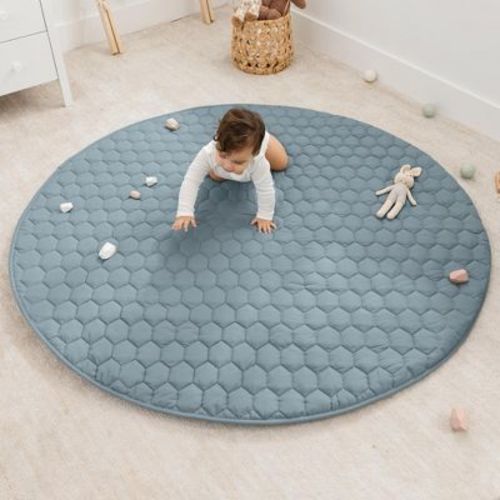 Premium Play Mat - Soft And Comfortable Kids & Toddler Play Mat With Non-slip Bottom By Comfy Cubs - Pacific Blue, Square, 56x56