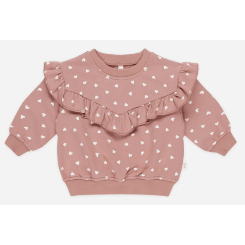 Ruffle Sweatshirt || Lipstick Hearts – Quincy Mae