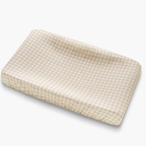 Picnic Gingham Changing Pad Cover - Beige