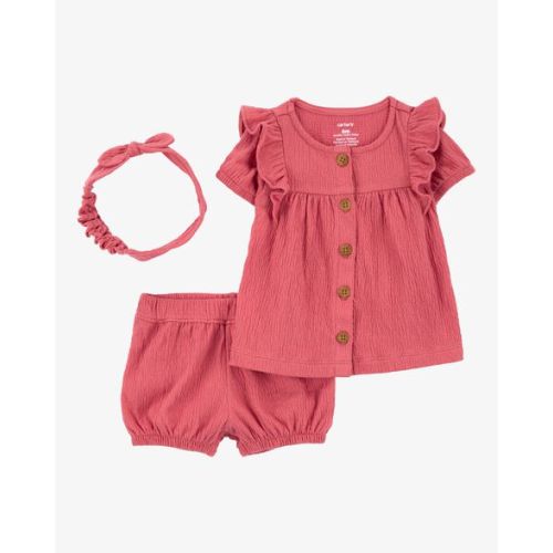 Baby 3-Piece Gauze Button-Front Outfit Set- Red - Carter's | Carter's