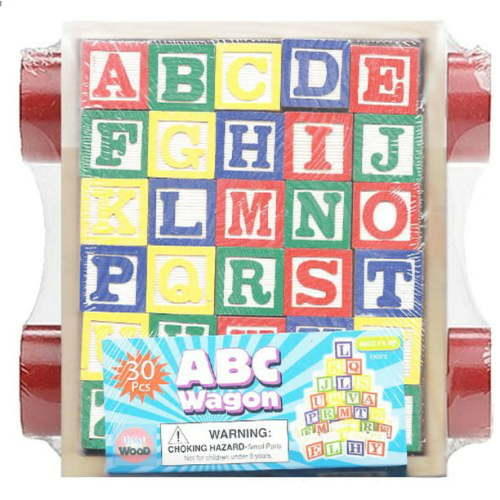 30 Piece ABC Stack N' Build Wagon Blocks with Learning Pictures Kids Toy