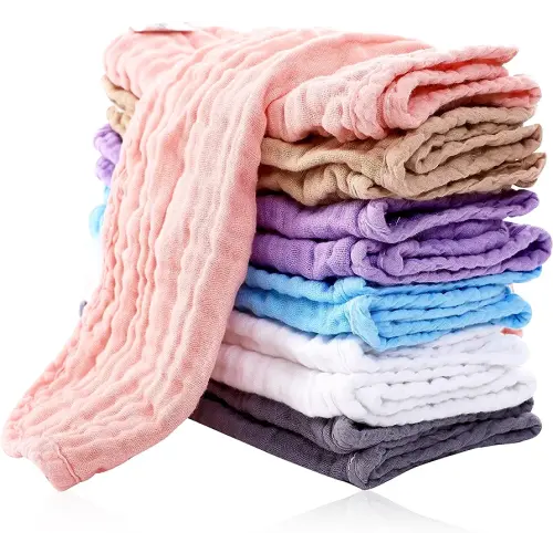 Cute Castle 12 Pack Muslin Burp Cloths for Baby - Ultra-Soft 100% Cotton Baby Washcloths - Large 20'' by 10'' Super Absorbent Milk Spit Up Rags - Burpy Cloths for Unisex, Boy, Girl - Multicolor