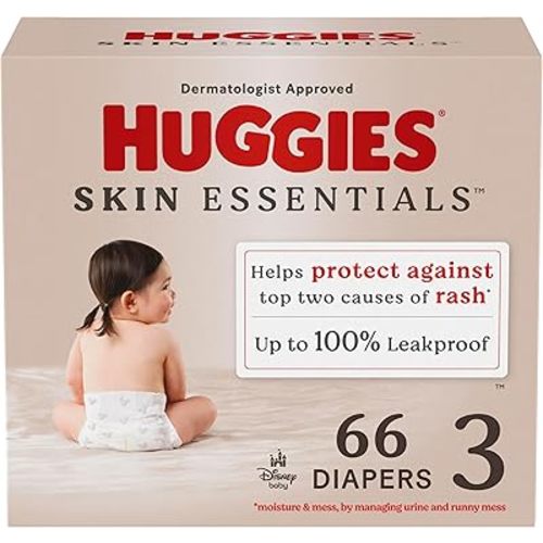Huggies Size 3 Diapers, Skin Essentials Baby Diapers, Size 3 (16-28 lbs), 66 Count