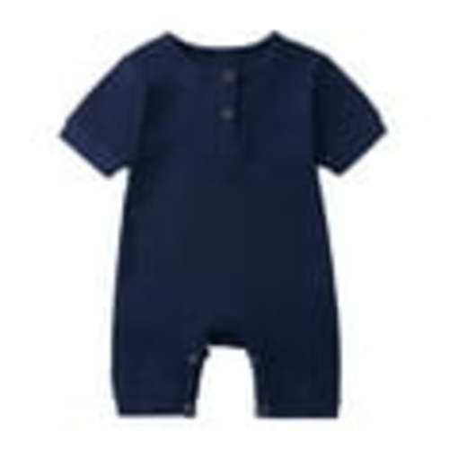 Newborn Baby Jumpsuits Child'S Summer Jumpsuit Boys and Girls Baby Botton Short Sleeve Round Neck Cute Solid Shorts Rompers New Casual Winter Jumpsuits Navy 3 Months