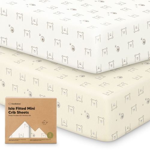 KeaBabies 2-Pack Isla Mini Crib Sheets, Pack and Play Sheets Fitted, Pack N Play Sheets, 38x26 Fitted Crib Sheet (Bumble Bear)