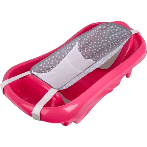 The First Years Newborn to Toddler Baby Bath Tub - Convertible 3-in-1 Baby Tub with Removable Sling - Ages 0 to 24 Months - Sure Comfort - Pink