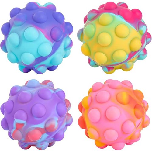 Pop Ball It Fidget Toys 4 PCS, 3D Squeeze Pop Ball Its Fidget Toy Bath Toys Anti-Pressure Popper Sensory Toys Stress Balls for Kids Adults Over 1 Years - 4 Pack Tie-dye Pop Ball