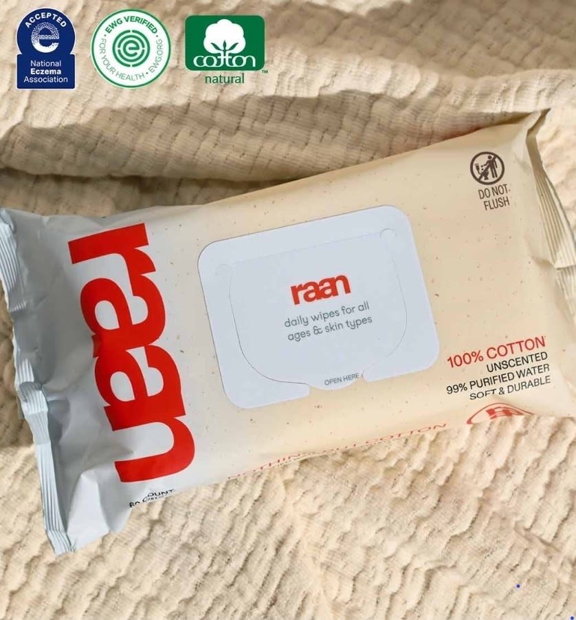 100% Cotton Baby Wipes – Unscented, Hypoallergenic | raan