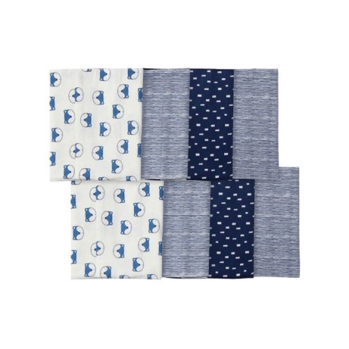 Gerber Baby Boys' Flannel Burp Cloths, 8-Pack - Blue Fox