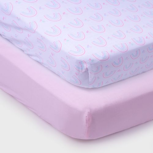 Parent's Choice Fitted Crib Sheets, 2-Pack, Soft Rainbow