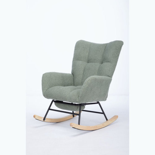 George Oliver Modern Upholstered Rocking Chair With High Backrest, Footrest And Solid Wood Legs, Green & Reviews | Wayfair