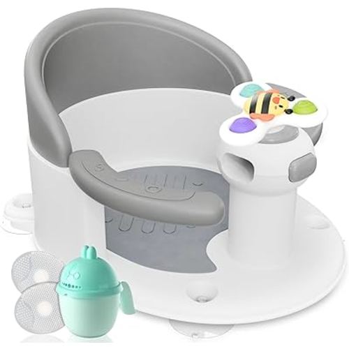 BEBELEH™ Baby Bath Seat [Original] for Babies 6 Months & Up - Safe Infant and Toddler Baby Bathtub Seat for Sitting Up - Baby Bath Tub Baby Tub Seat for Shower (Gray, 6 Months+)