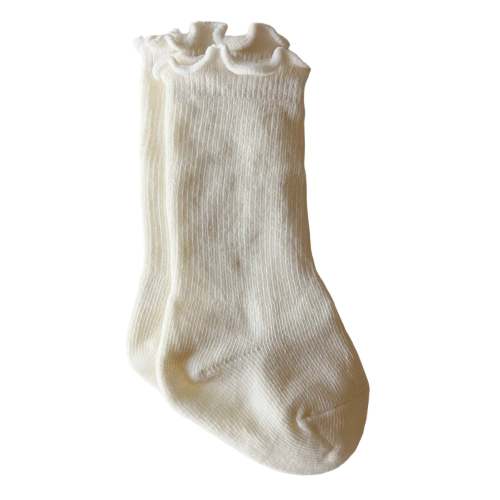 Lettuce Edge Socks, Ivory