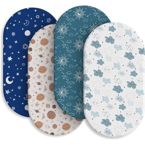Baby Bassinet Sheets for Baby Boy Girls,4-Pack Fitted Bassinet Sheets Set Compatible with Halo Bassinest Swivel Sleeper,Baby Delight,Angelbliss,32"X16" (Starry Universe)