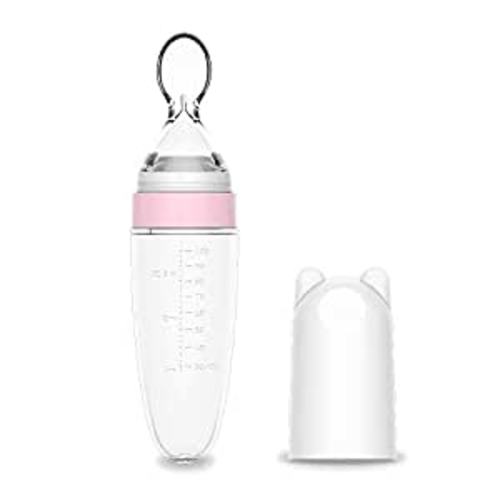 Amazon.com: Burabi Silicone Squeeze Feeding Spoon, Baby Food Dispensing Spoon With Dust Cover, BPA Free : Baby