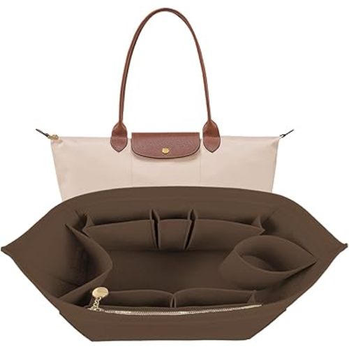 Lckaey Purse Organizer For Longchamp Large Purse For Long Champ Le Pliage Insert organizer1012-25Coffee-L