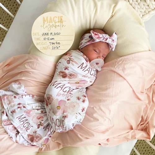 Personalized Birth Stats Wood Announcement | Two Tone