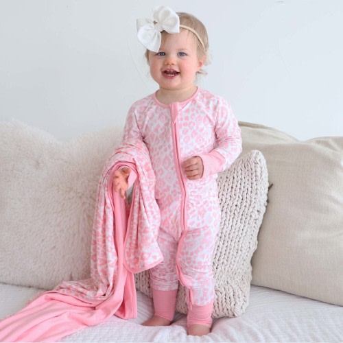 Blush Leopard Convertible Zip Romper Size: 12-18 mo