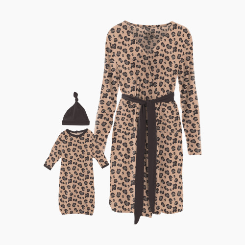 KicKee Pants Nursing Robe & Layette Gown Set - Suede Cheetah Print, M