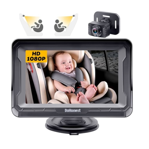 DoHonest Baby Car Camera HD 1080P - Rear-Facing Car Baby Monitor with Night Vision, Adjustable View Angle, Easy Setup, Anti-Glare Display, Safety for Kids & Infants