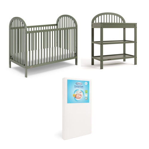Graco Olivia 3-In-1 Convertible Crib With Mattress And Olivia Changing Table Nursery Set & Reviews | Wayfair