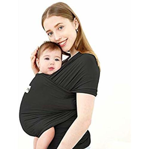 Acrabros Baby Wrap Carrier,Hands Free Baby Carrier Sling,Lightweight,Breathable,Softness,Perfect for Newborn Infants and Babies Shower Gift,Black