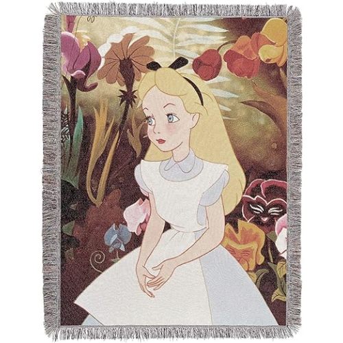 Disney Alice in Wonderland, "Alice in the Garden" Woven Tapestry Throw Blanket, 48" x 60"