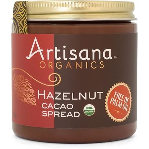 Artisana Organics Hazelnut Cacao Spread, 9.5 oz | No Palm Oil, Sweetened with Coconut Sugar