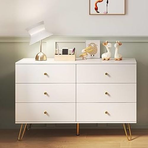 Dresser for Bedroom with 6 Drawer (1, White)