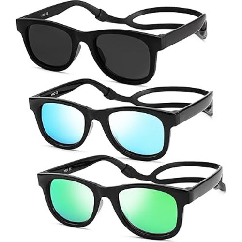 NULOOQ Bendable Flexible Polarized Baby Sunglasses – with Silicon Strap for Infant Newborn & Toddler Age 0-18 Months