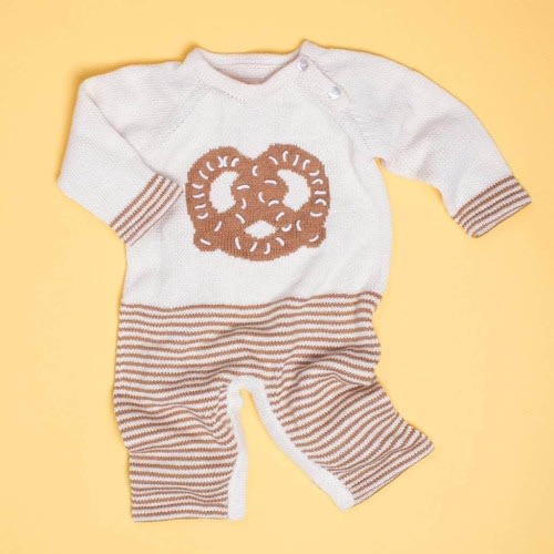 Organic Baby Romper, Long Knit - Pretzel