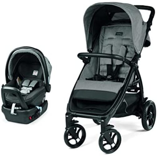 Peg Perego Booklet 50 Travel System - Includes Booklet 50 Baby Stroller and The Primo Viaggio 4-35 Infant Car Seat - Made in Italy - Atmosphere (Grey)