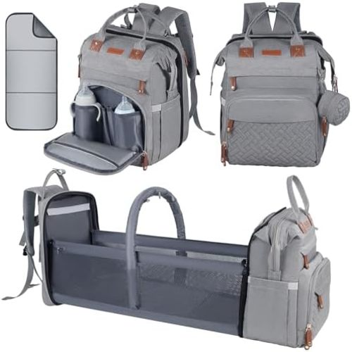 Baby Diaper Bag, Backpack with Changing Table, Insulated Pacifier Case, Multifunctional Waterproof Travel Diaper Bag