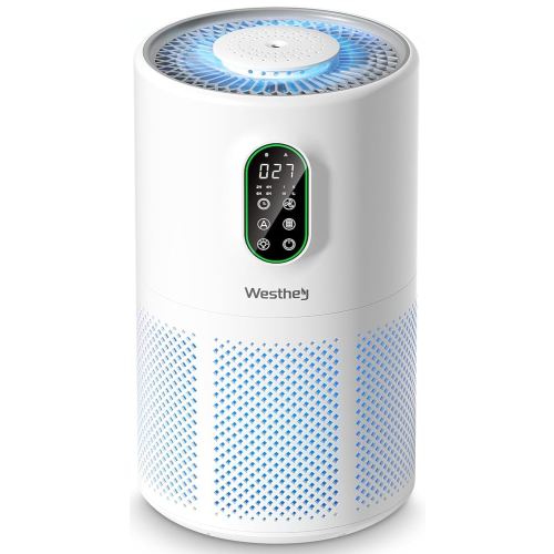 Air Purifiers for Home Large Room up to 1650 ft², WESTHEY H13 True HEPA Air Purifier for Bedroom with Night Light, Air Quality Monitor, Fragrance Sponge, Air Cleaner for Wildfire Smoke Dander Dust