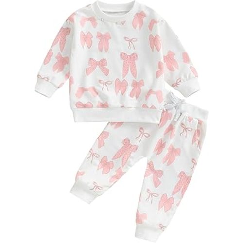 Cute Baby Girl Clothes Long Sleeve Print Sweatshirt Top and Pants Set Toddler Girl Fall Outfits