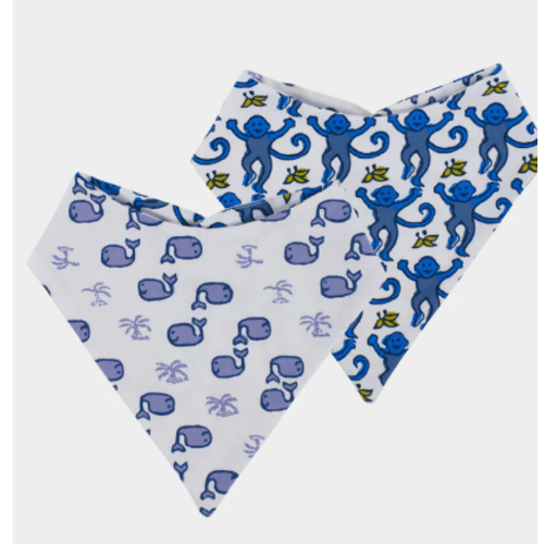 Infant Monkey & Moby Bandana Bib Set