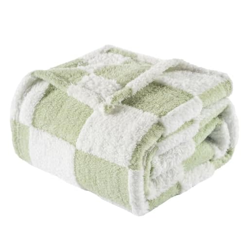 Yagle Mate Fleece Baby Blanket for Boys 3D Checkerboard Design, Warm Cozy and Fluffy Infant Newborn Toddler Small Receiving Blankets for Crib Stroller, 30x40 Inches, Green