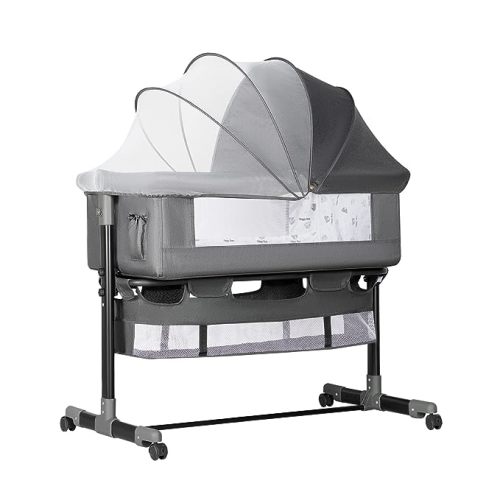YADAQE Baby Bassinet, Baby Basinet Bedside Sleeper, Easy to Fold Portable Crib Side Bassinet 2023new Style Girl/boy bassinets (Dark Gray)