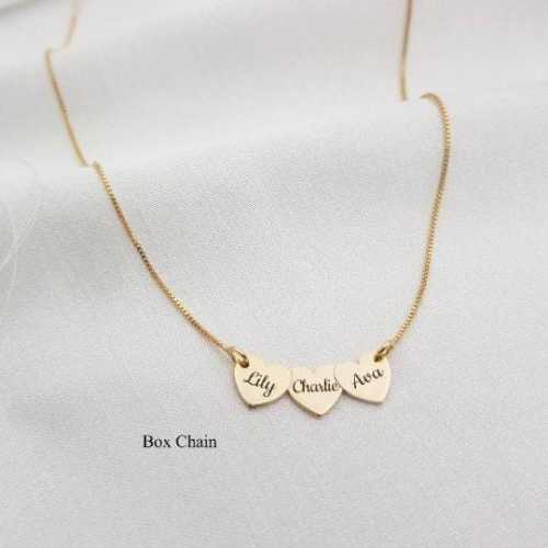 Custom Three Hearts Necklace • Personalized Three Name Necklace • Custom 3 Name Necklace • 3 Name Necklace Heart • 3 Children Necklace Gift