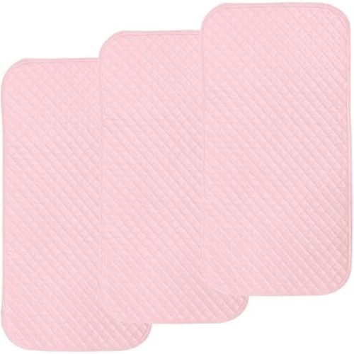 Pleasant Boulevard | Portable Waterproof Baby Changing Pad Liner, Washable Reusable Changing Table Cover Made with Breathable TPU, 27x13in (Pink, 3 Count)