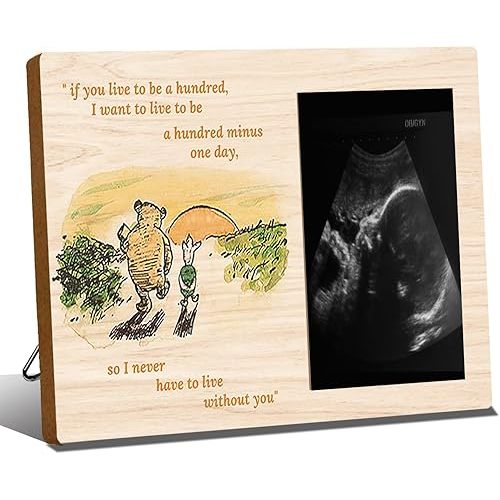 Winnie the Pooh Baby Shower Decorations - Sonogram Photo Gifts for Mommy to Be - Baby Picture Frame Gift for New Mom & Dad