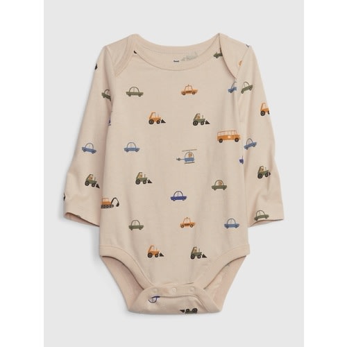Baby 100% Organic Cotton Mix and Match Graphic Bodysuit in bedrock beige, size: 0-3 M