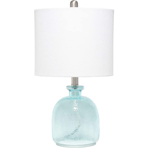 Elegant Designs LT3335-CBL Textured Glass Table Lamp, Clear Blue (Pack of 1)