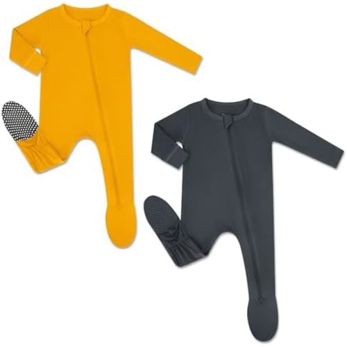 HAPIU Rayon from Bamboo Baby Footed Pajamas, 2 Way Zipper YKK, Footie for Baby Boy Girls, Newborn-24 Months