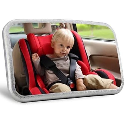 Baby Car Mirror, Non-Glass Shatterproof, Crash Tested Ultra Safe Baby Mirror for Car Seat Rear Facing,HD Large Screen Baby Mirror, Wide Field of View,360°Adjustable Angle Baby Car Seat Mirror