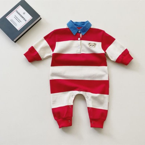 Baby Bear Striped Polo Romper