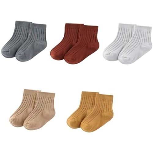 MAMIMAKA Unisex Baby Socks Breathable Soft Cotton Ankle Socks for Baby Boy and Girl, 5 Pack