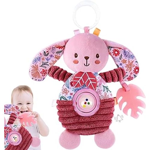 Crib Toys Hanging Baby Stroller Car Seat Toy for Infants 0-3-4-5-6 Months, Newborn Baby Girl Boy Shower Gifts, Sensory Toys with Rattle, Crinkle, Squeaky, Teethers for Babies 6-12 Months